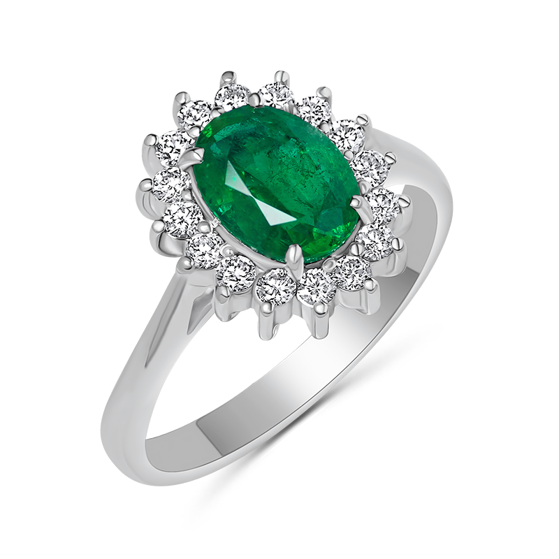 White Gold Emerald Cluster Ring