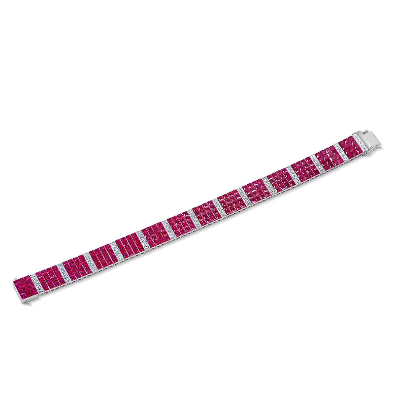 Invisible set Ruby and Diamond Bracelet