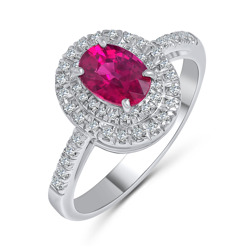 Double Cluster Ruby Ring