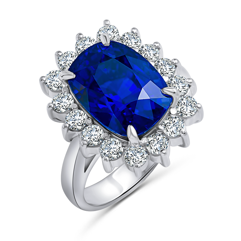 White Gold Blue Sapphire Cluster Ring