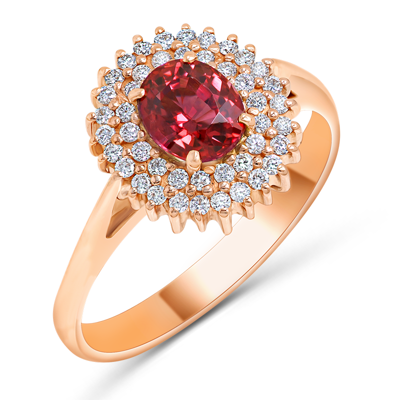 Rose Gold Double Cluster Orange Sapphire Ring