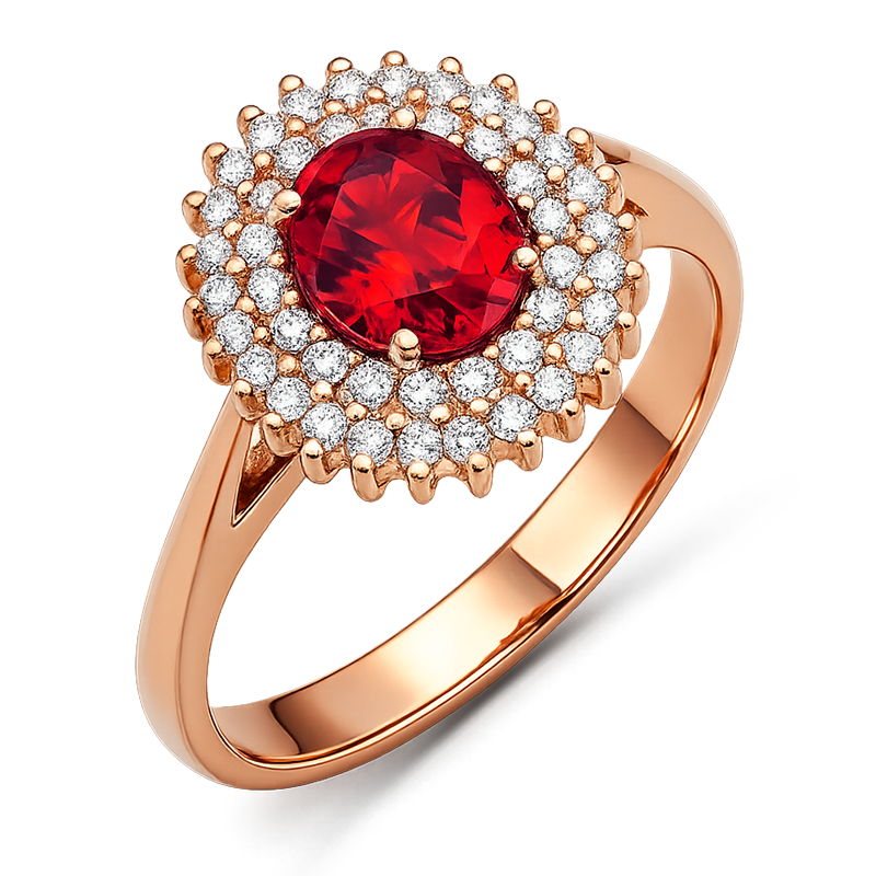 Rose Gold Double Cluster Orange Sapphire Ring
