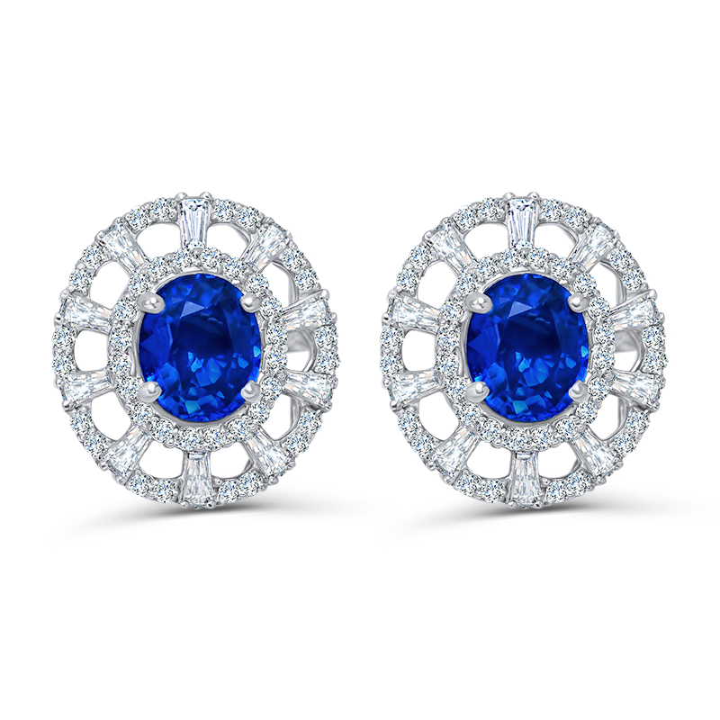 White Gold Blue Sapphire Earrings