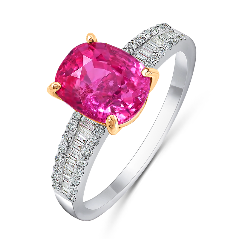 White & Pink Gold Padparadscha Ring