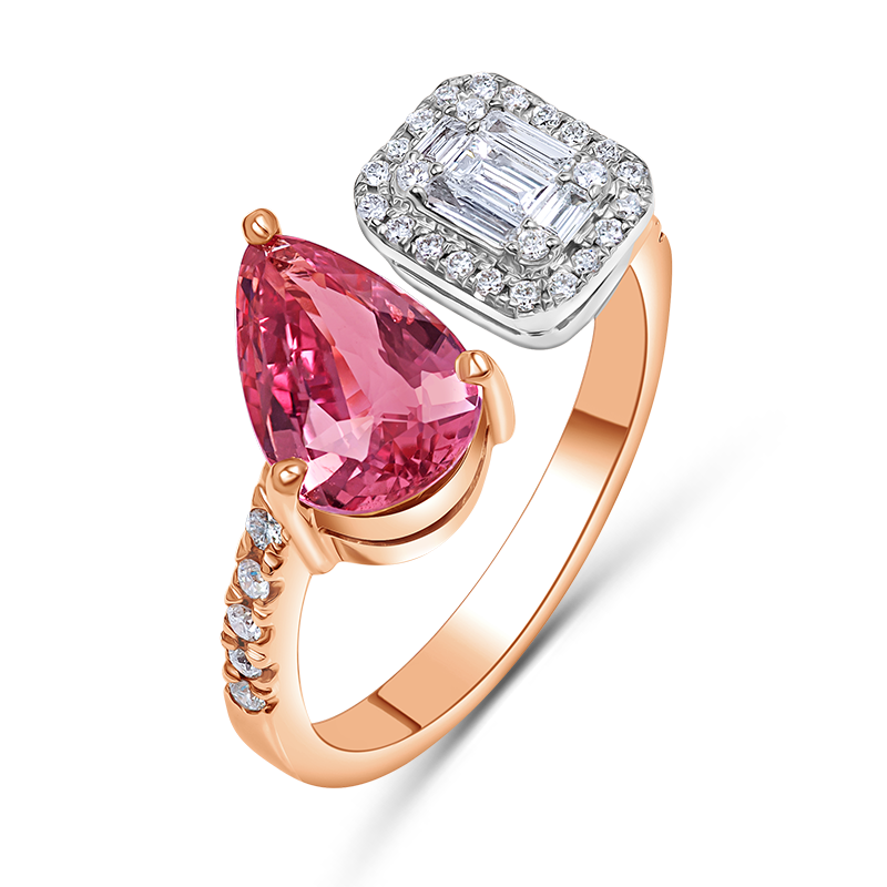 Elegance Padparadscha and Diamond Ring
