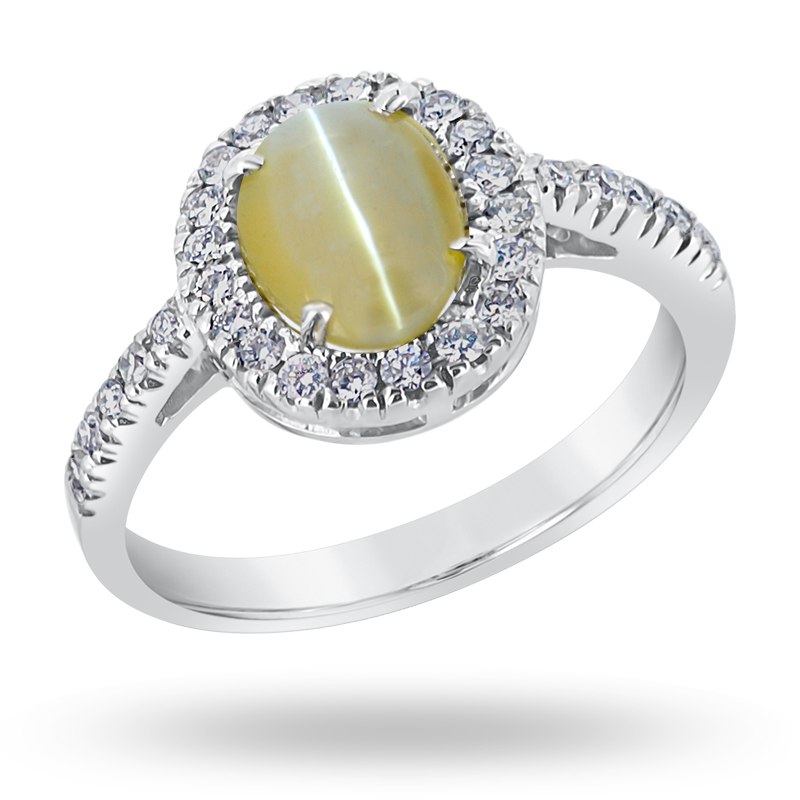 Cats Eye White Gold Ring