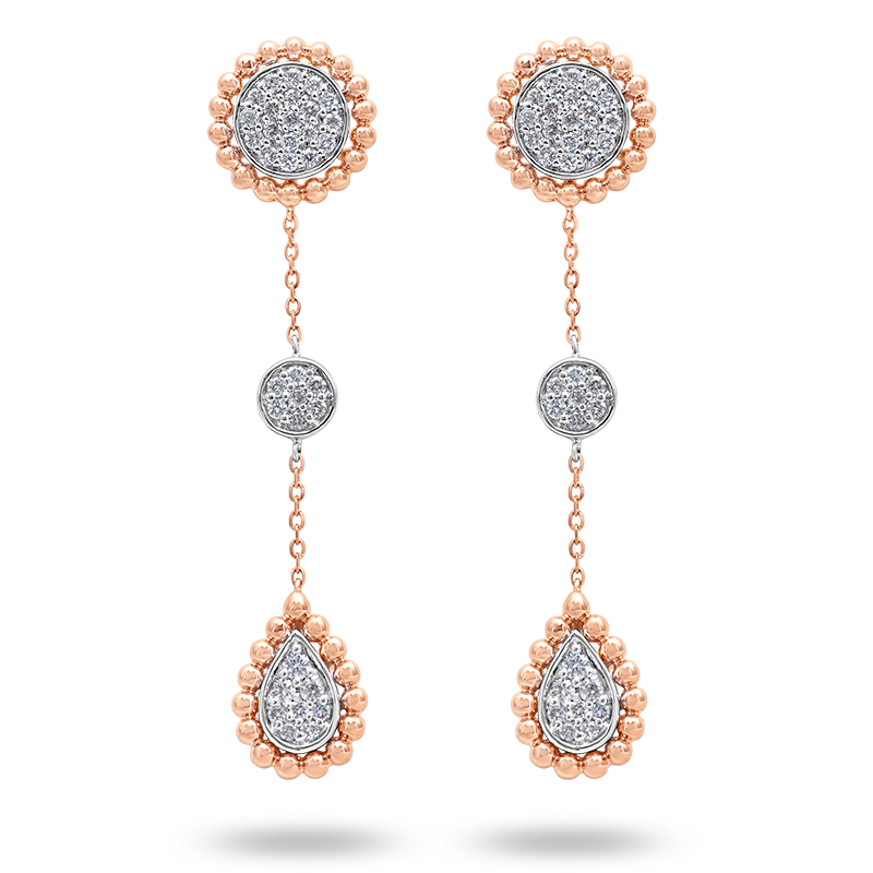 Rose & White Gold Pavé Diamond Earrings