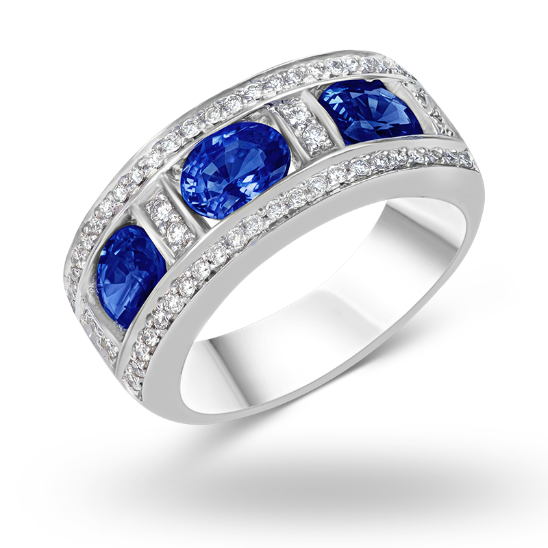 Blue Sapphire and Diamond Ring
