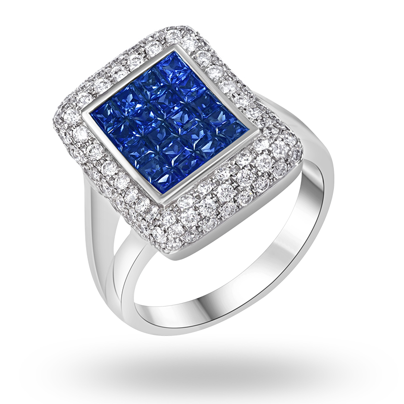Invisible Set Blue Sapphire Ring