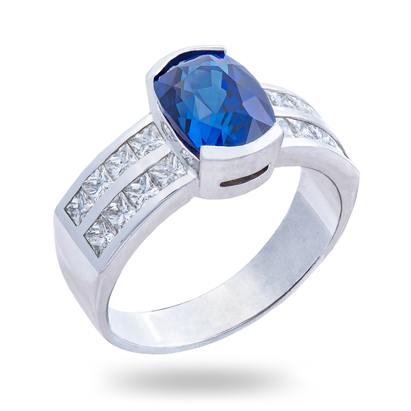White Gold Blue Sapphire Ring