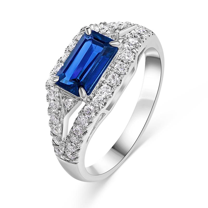 White Gold Blue Sapphire Ring
