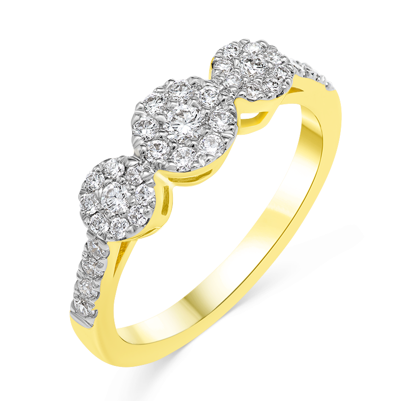 Illusion set yellow gold Diamond Ring