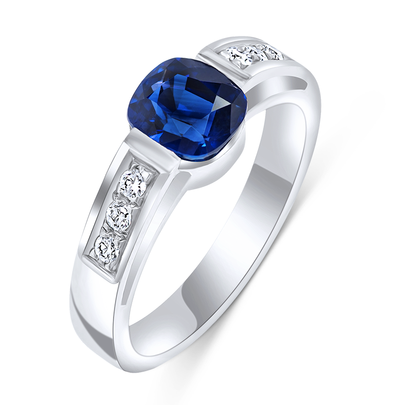 Blue Sapphire and Diamond Ring